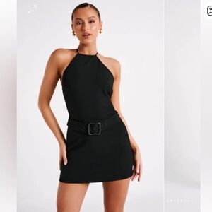 Meshki Diana suiting mini dress open back black no belt